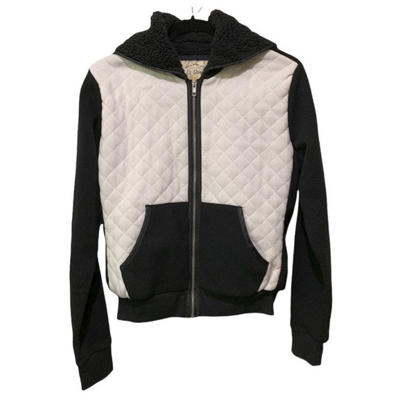 Ci Sono Jacket Quilted Jacket with hoodie black and white combination Size S - Picture 2 of 9